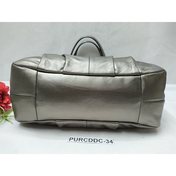 Coach Madison Metallic Silver Leather 3 Compartments Shoulder Bag - Picture 7 of 16